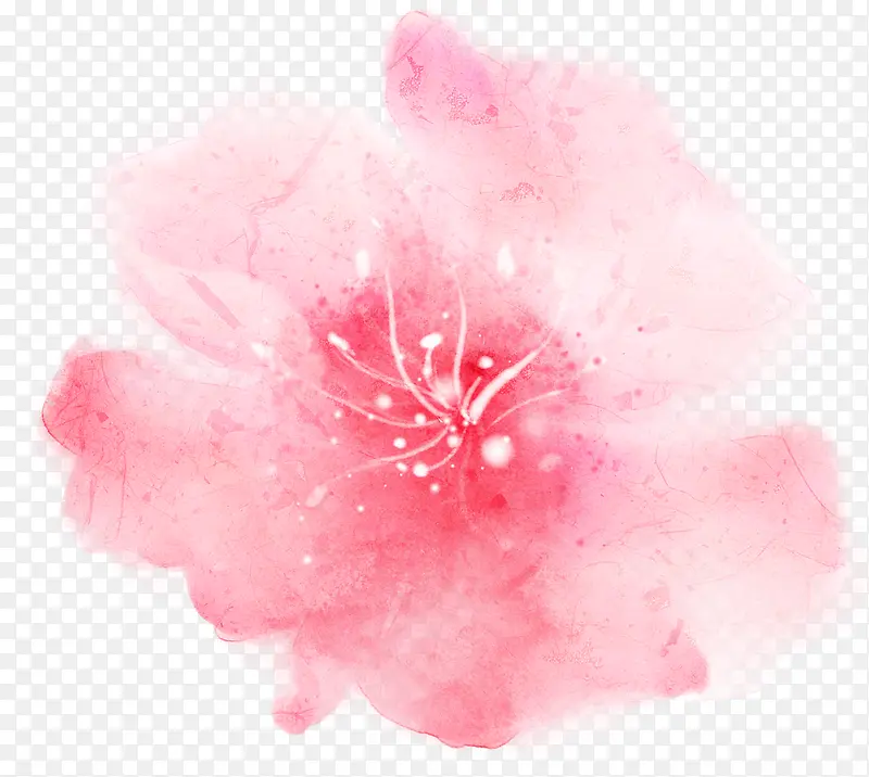 唯美梦幻粉色水彩花朵
