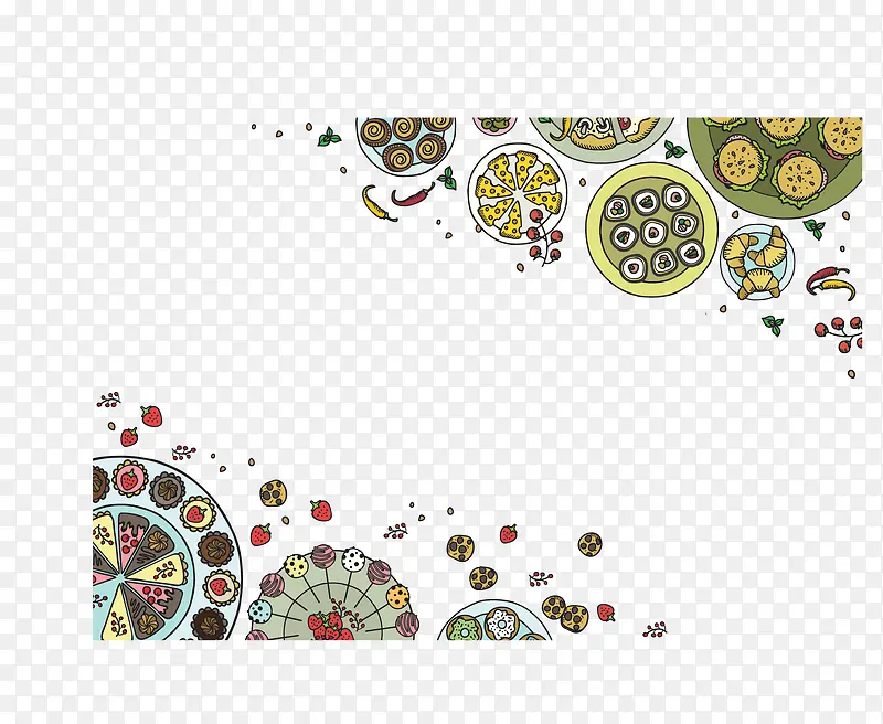 手绘风卡通美食边框