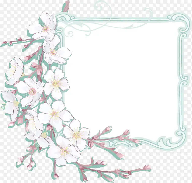 白色小花边框