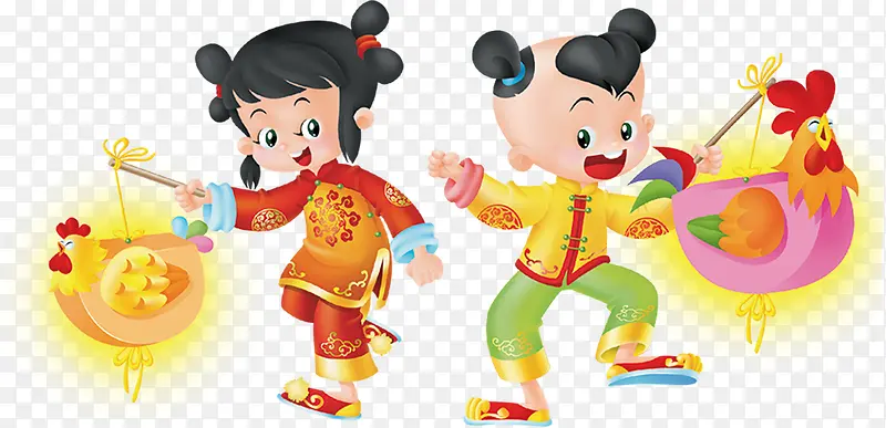 小孩打灯笼
