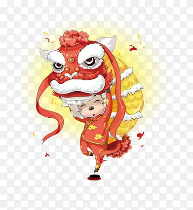 舞狮子卡通PNG图片素材下载_图片编号10370005-PNG素材网