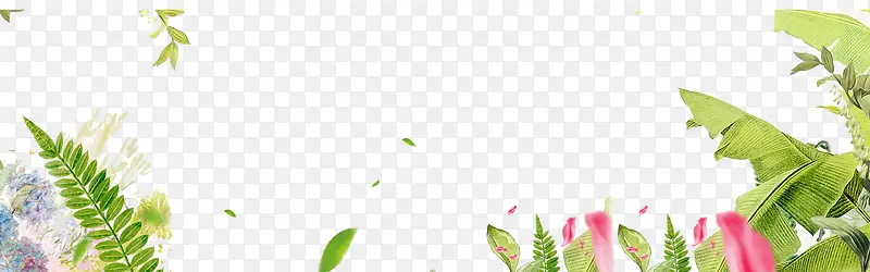 绿叶粉花瓣背景图片