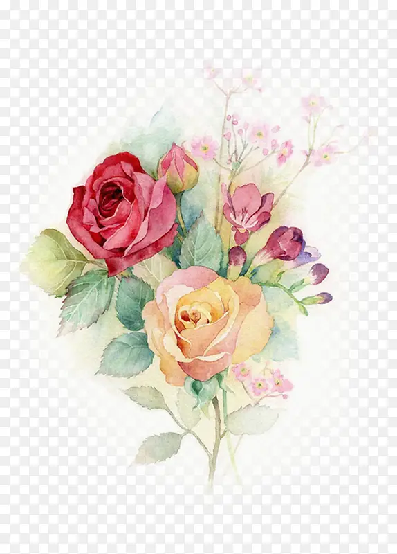 彩绘玫瑰花朵装饰