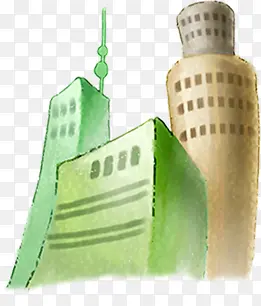 卡通手绘建筑物城市