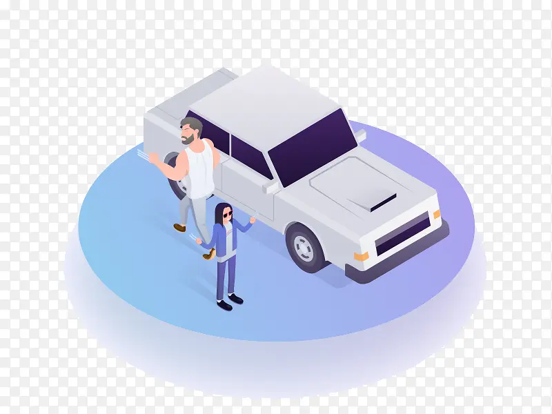 蓝色卡通汽车