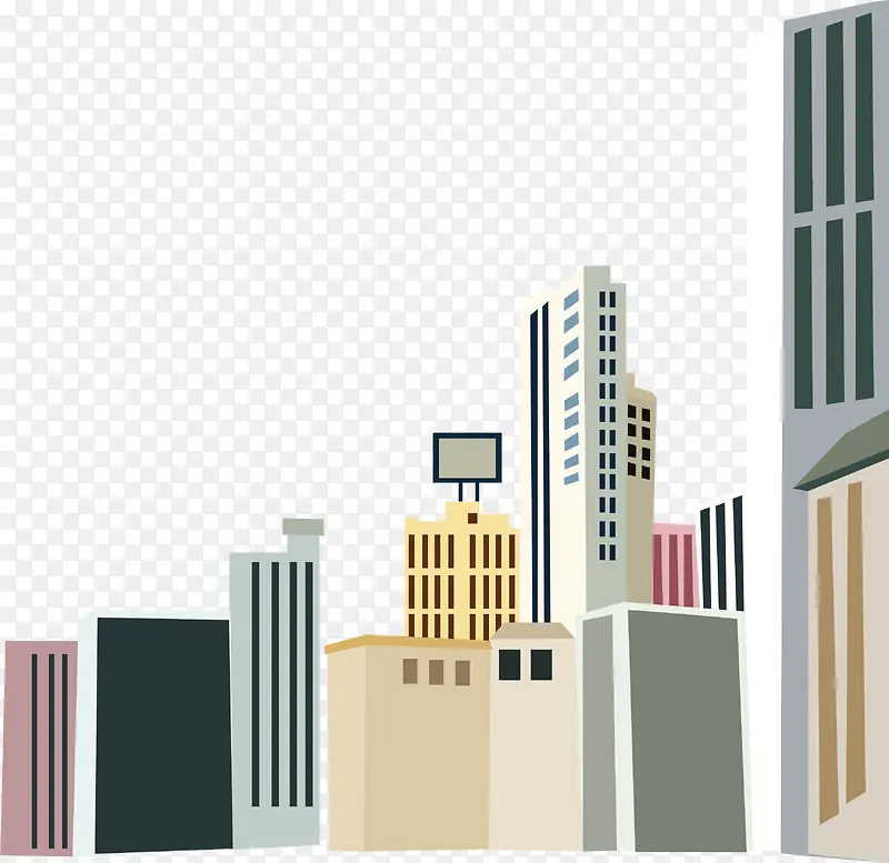 卡通手绘城市建筑高楼大厦矢量图