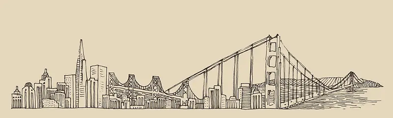 手绘城市风景banner背景