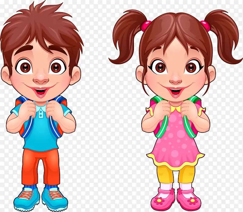 矢量手绘卡通小孩