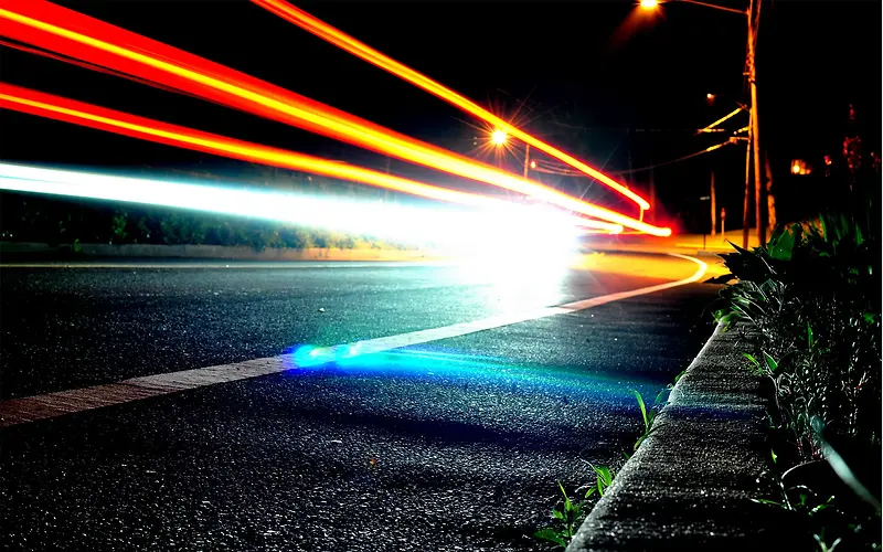 黑夜光束马路海报背景