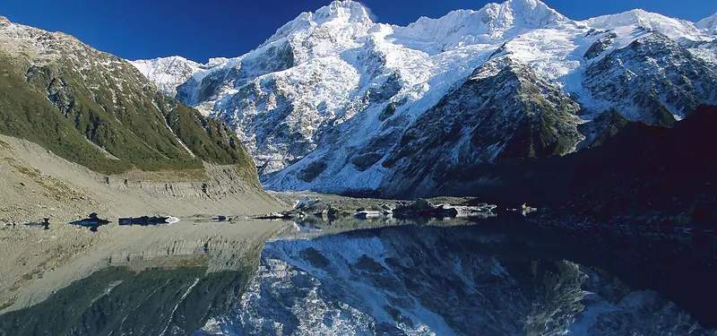 雪山湖水背景