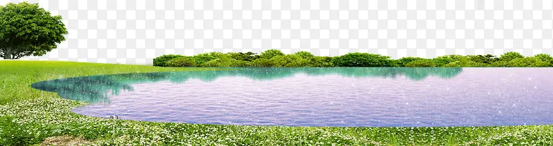 绿草湖泊