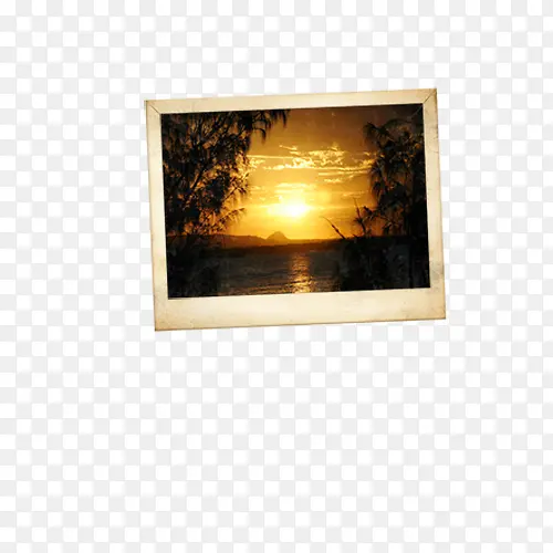 日落湖泊照片
