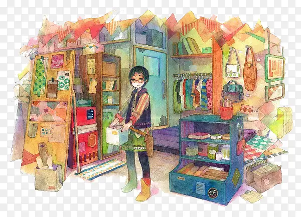 杂货铺插画