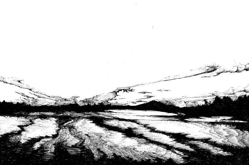 黑白色湖水野外风景