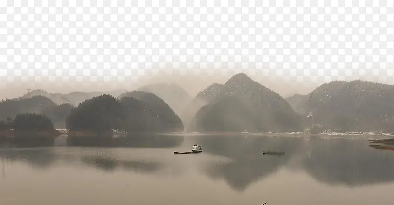 古典传统水墨湖