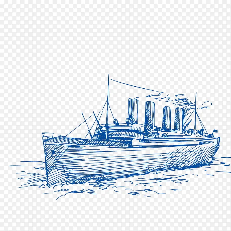 手绘复古船