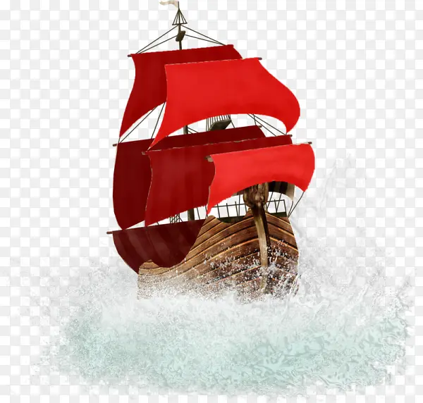 红色帆船木船