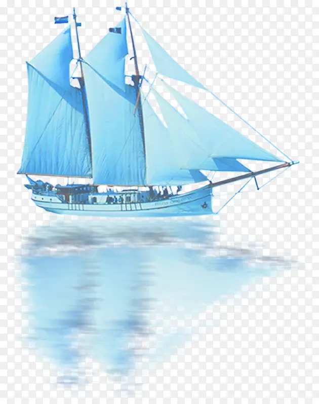 夏日海报蓝色帆船设计效果