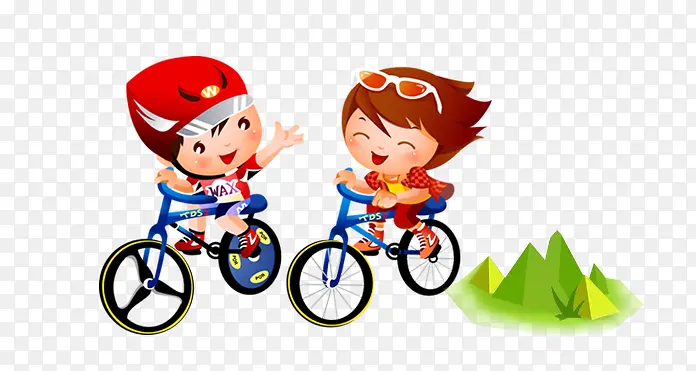 卡通可爱小人自行车