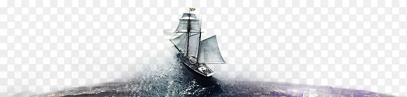 航海帆船海浪