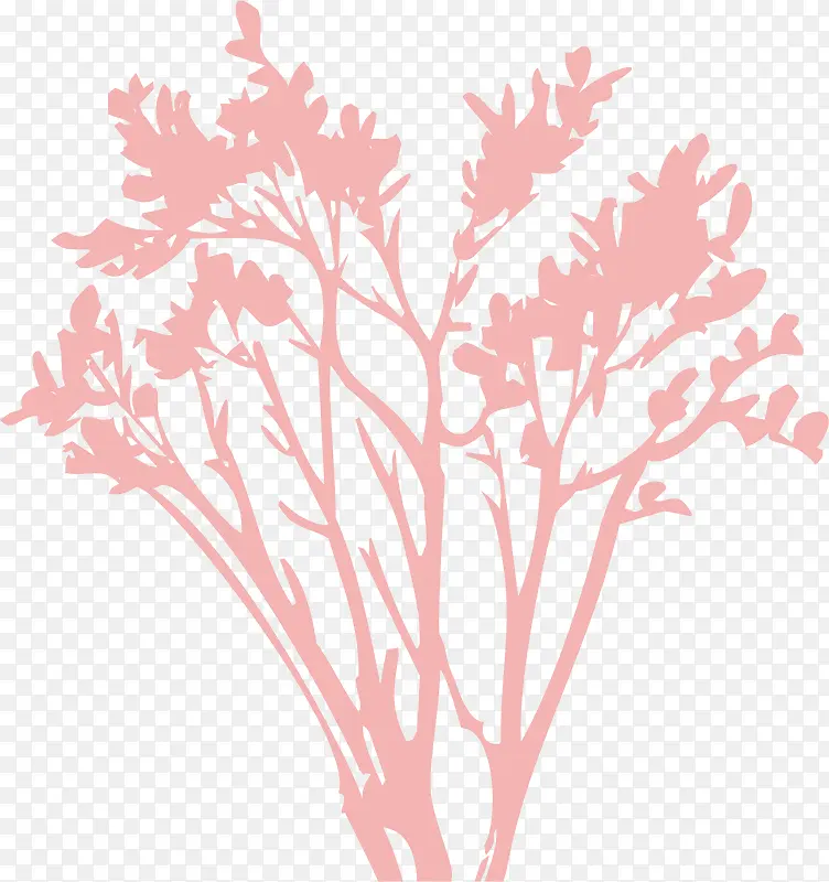 粉色植物剪影