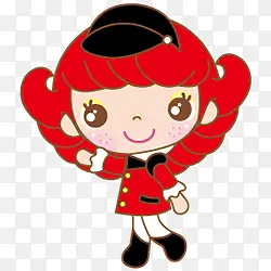 红头发女孩小人卡通