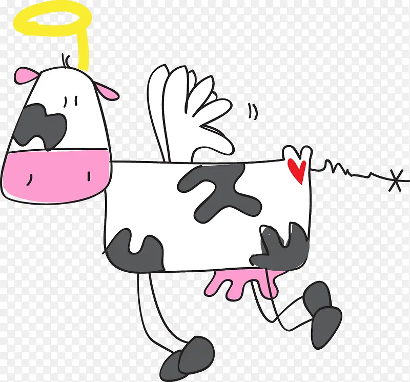 卡通手绘创意奶牛