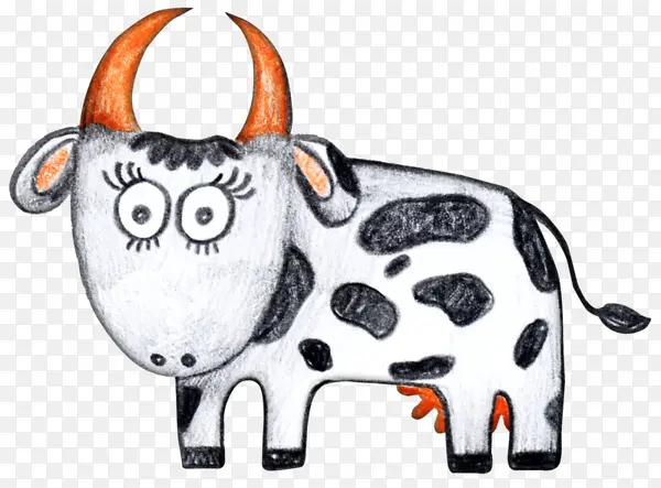 卡通蜡笔画奶牛插图