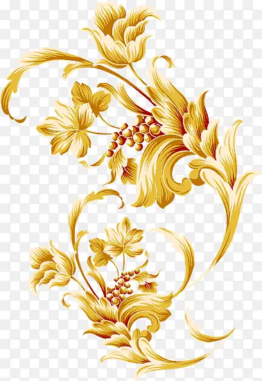 金色 花纹 花边 花朵 树叶