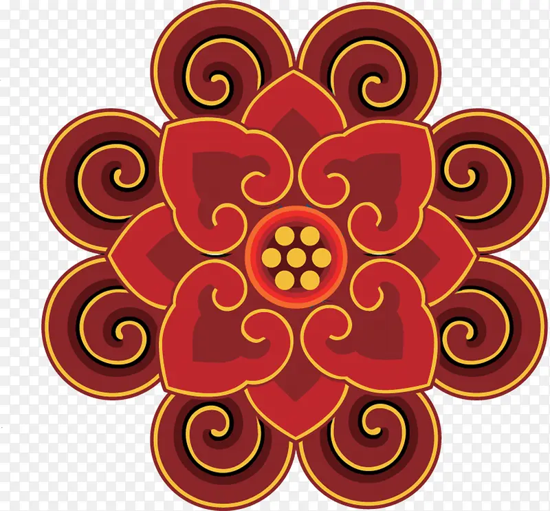 红色花朵花纹古典图片