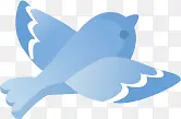 手绘蓝色可爱小鸟