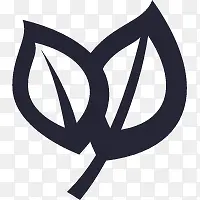 手绘黑色绿叶图标