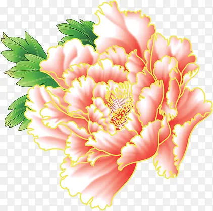 粉色手绘中式牡丹花朵