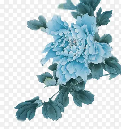 蓝色牡丹花装饰