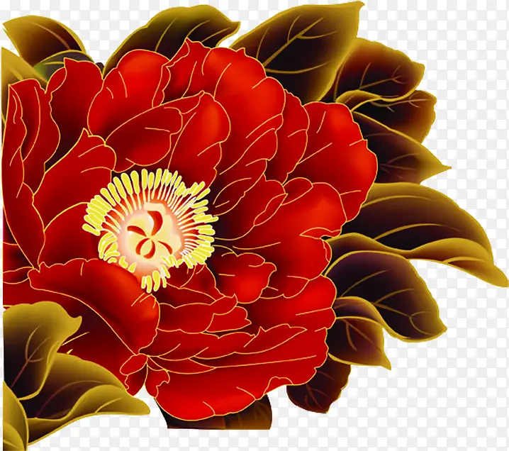 手绘牡丹花展架图片