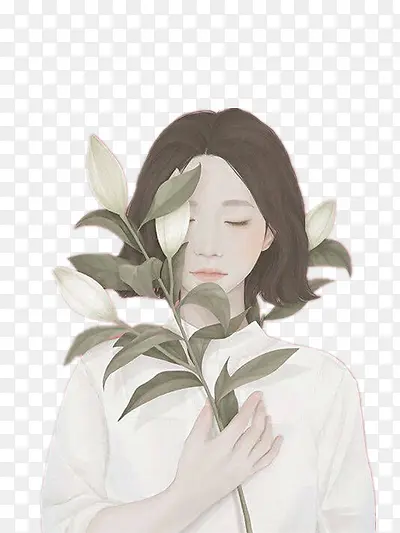 花朵手绘女孩