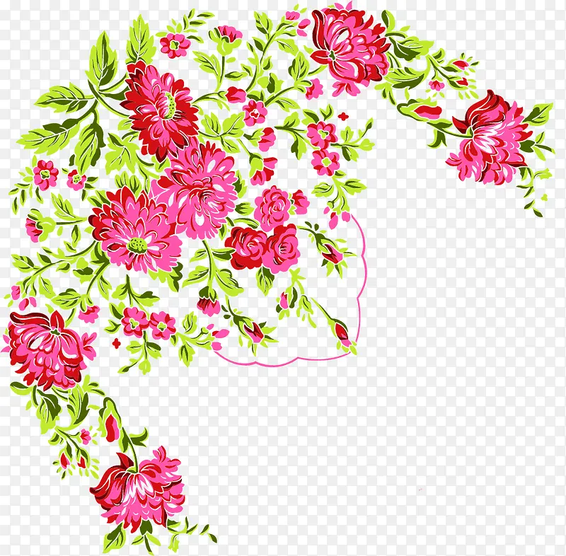 手绘粉色牡丹植物装饰