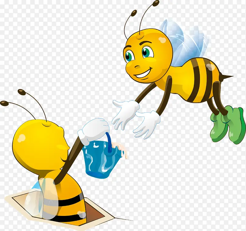 蜜蜂搬运蜂蜜矢量图