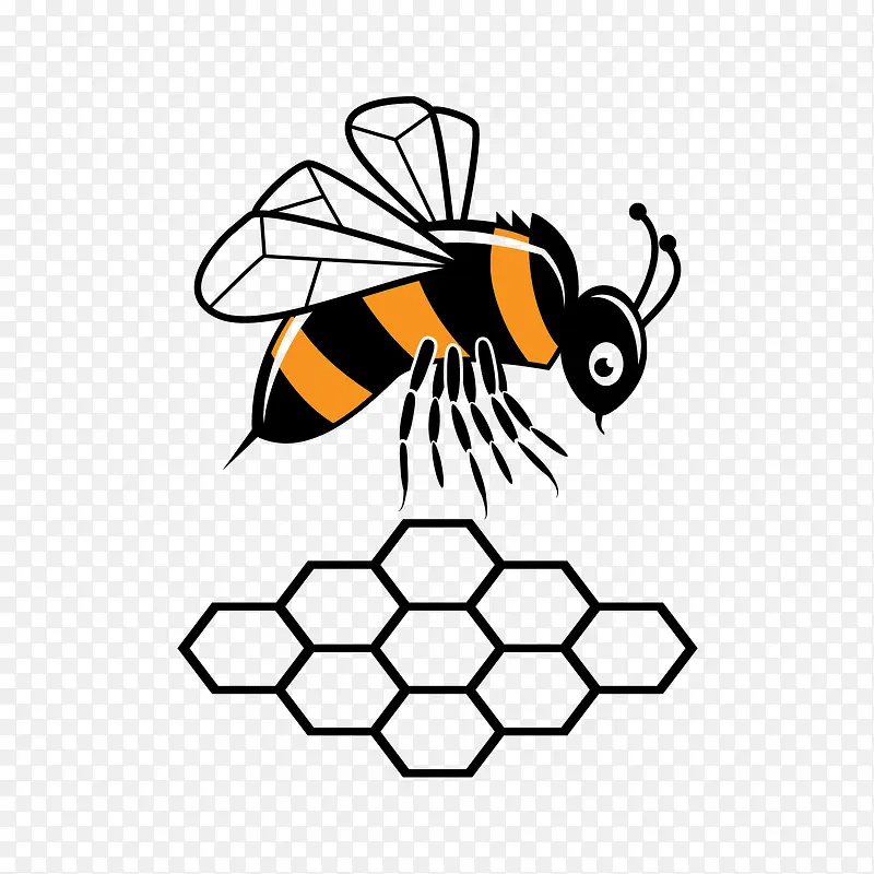 矢量图蜂巢蜜蜂