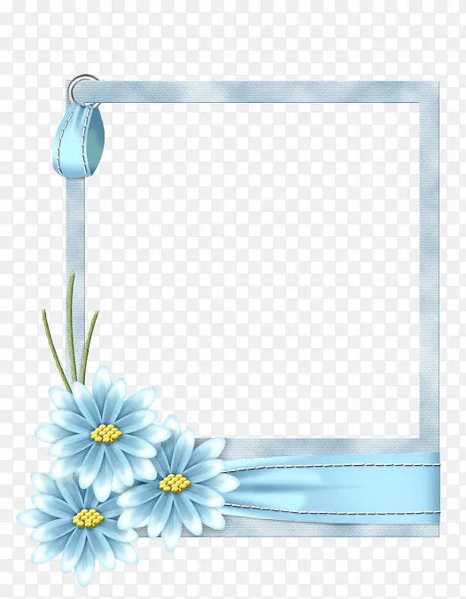 蓝色花装饰边相框