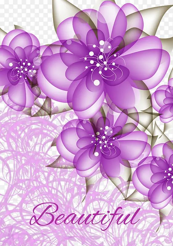 矢量紫色花朵邀请函