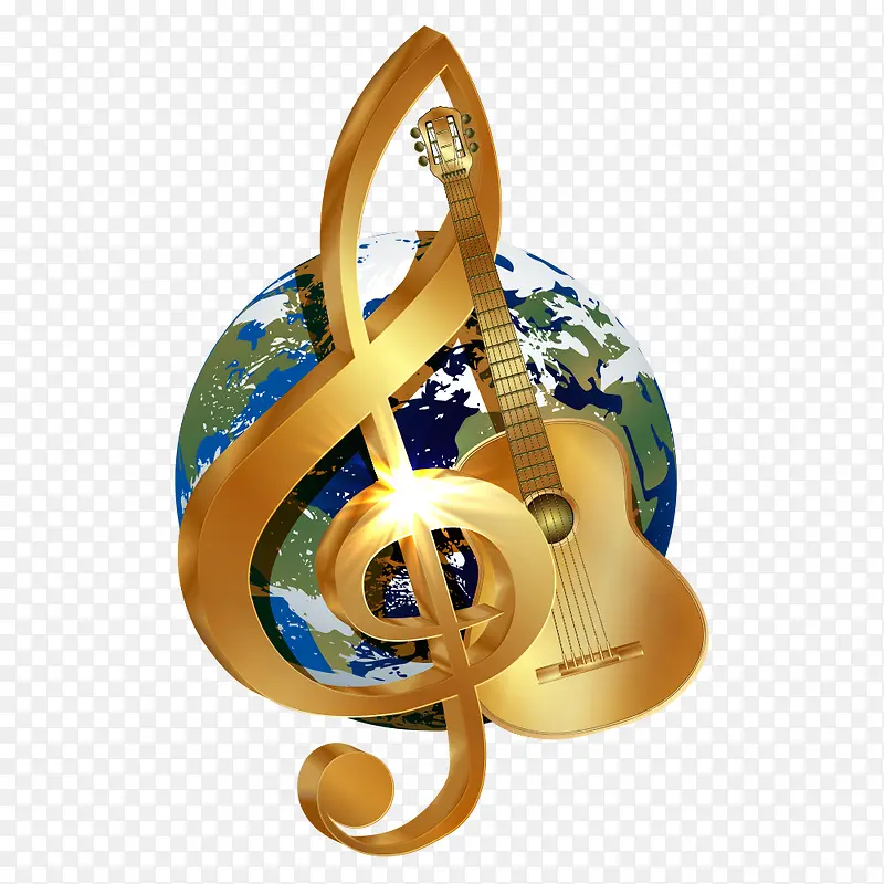 矢量音乐音符与地球