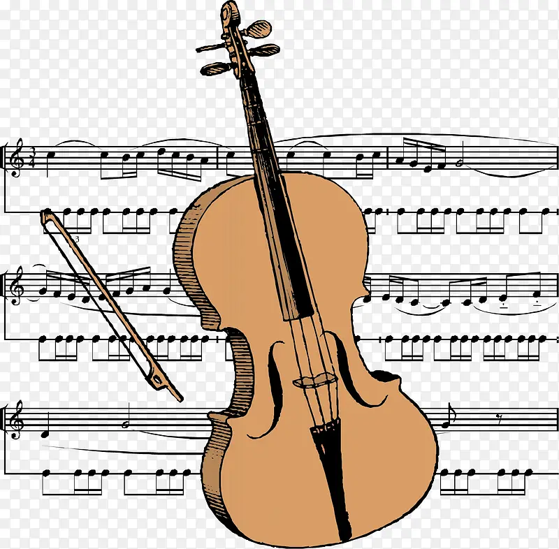 大提琴与乐谱矢量