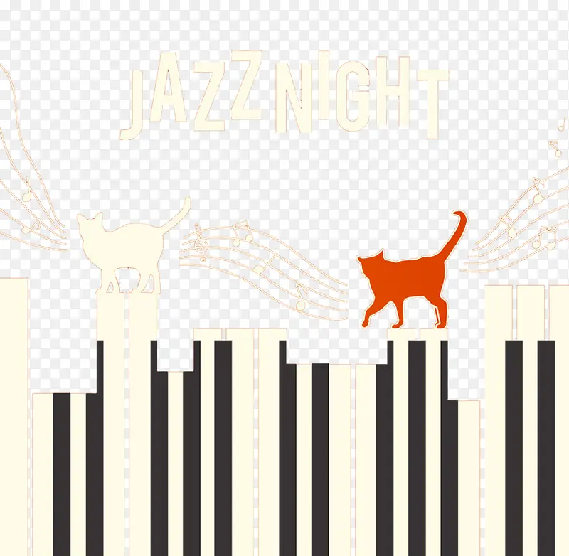 黑白琴键乐谱猫咪音乐元素