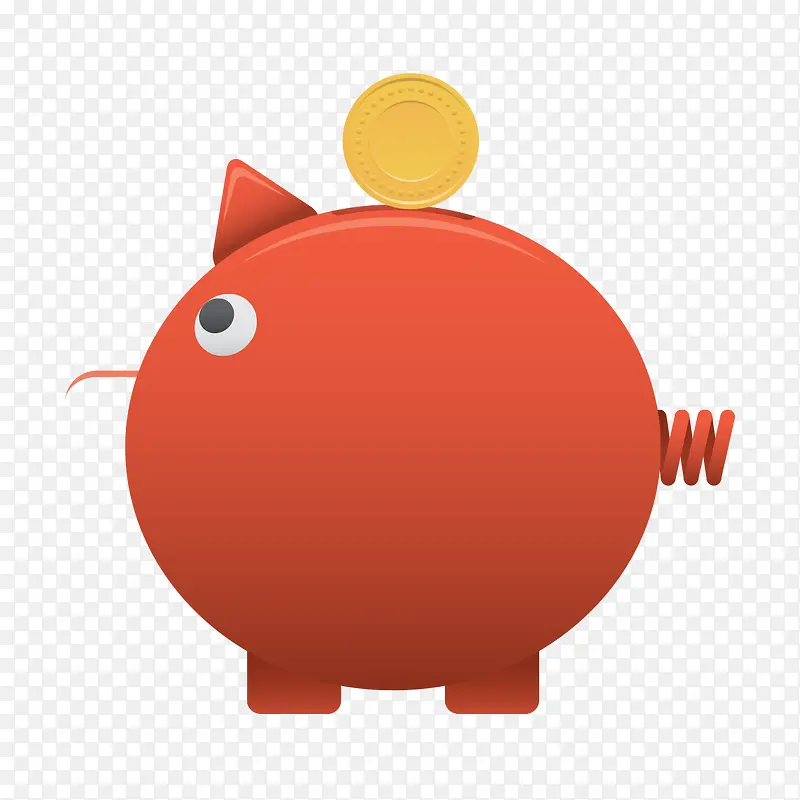 红色小猪钱罐素材