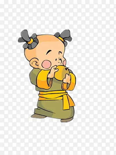 吃梨的小男孩