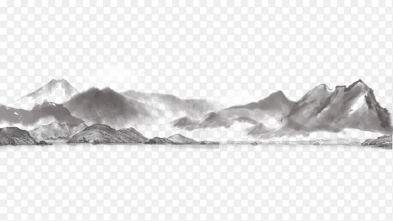 古典中国风水墨山水画