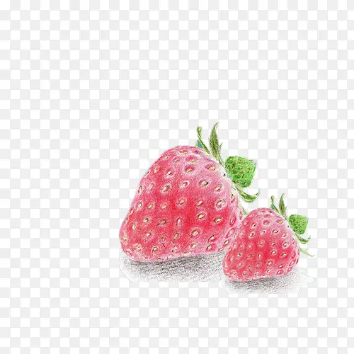 小清新简约可爱彩铅红色草莓