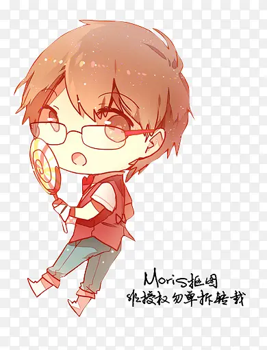卡通眼镜棒棒糖男孩