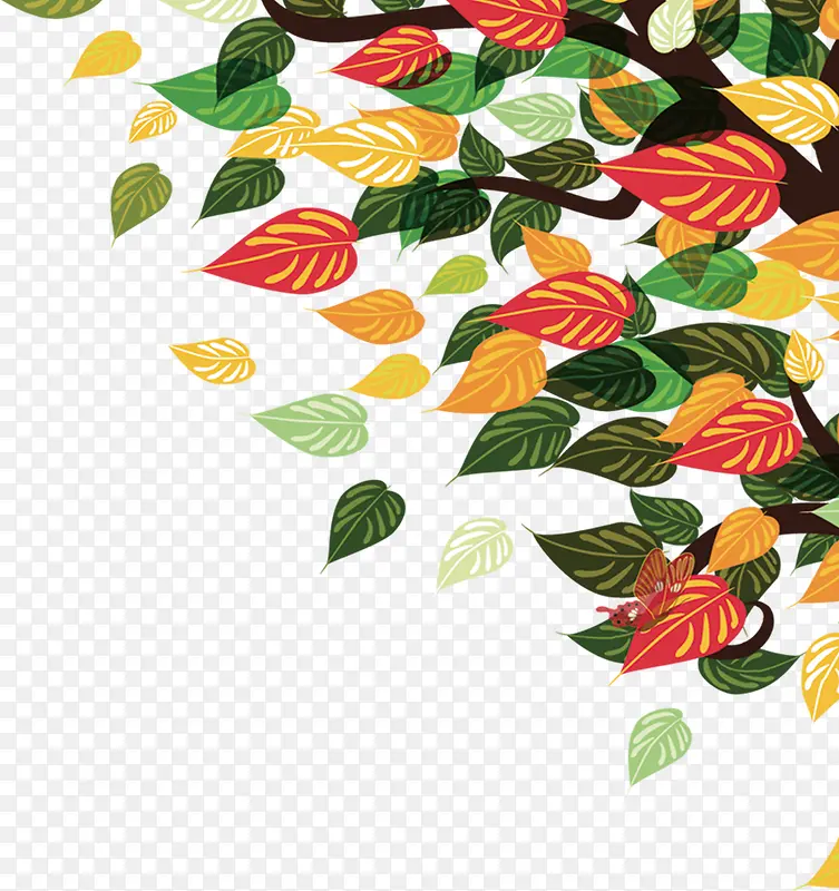 彩色手绘叶子